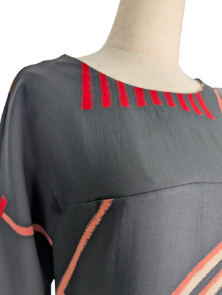 Black And Red Graphic Pattern Dress