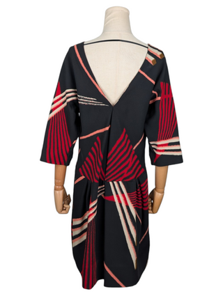 Black And Red Graphic Pattern Dress