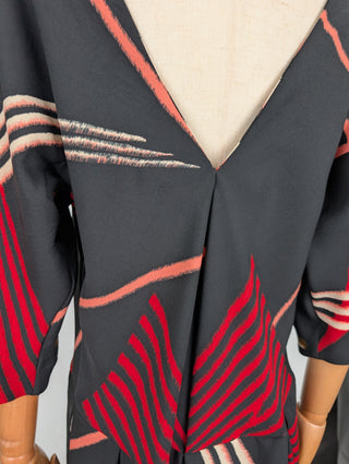 Black And Red Graphic Pattern Dress