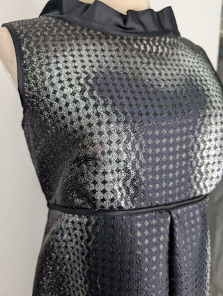 Black Metallic Jacquard Sleeveless Dress