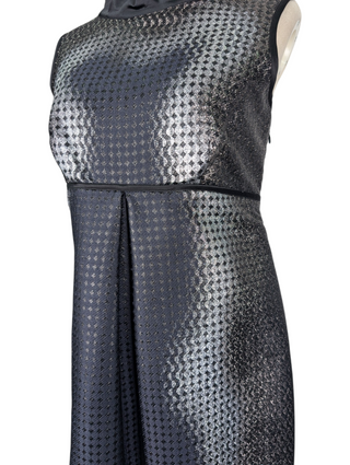 Black Metallic Jacquard Sleeveless Dress