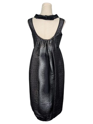 Black Metallic Jacquard Sleeveless Dress