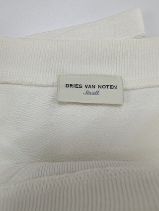 White Round-Neck Cotton Top With Pleated Waist Detail On One Side