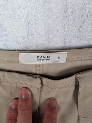 Beige Signature Nylon Pants With Thick Belt Loops