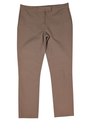 Beige Pants With Metal Hook-And-Loop Fastener And 2 Side Pockets