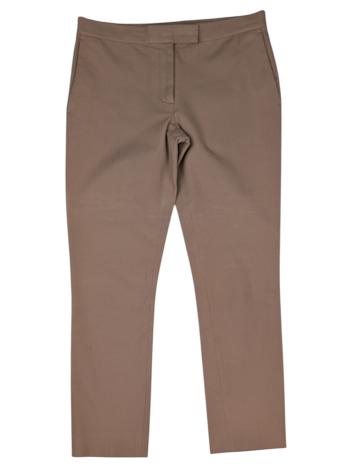 Beige Pants With Metal Hook-And-Loop Fastener And 2 Side Pockets