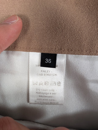 Beige Pants With Metal Hook-And-Loop Fastener And 2 Side Pockets