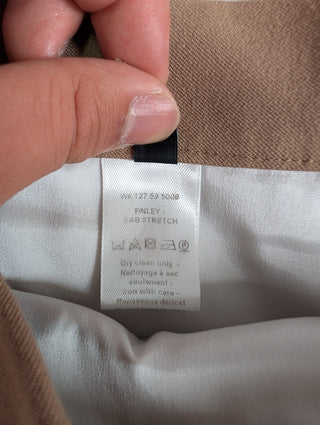 Beige Pants With Metal Hook-And-Loop Fastener And 2 Side Pockets