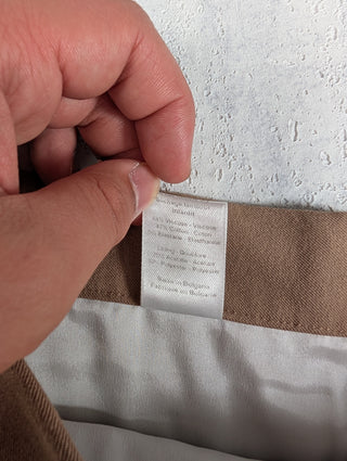 Beige Pants With Metal Hook-And-Loop Fastener And 2 Side Pockets