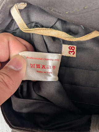 Dark Olive Cotton Pants With Button Up And Hook-Loop Fastener