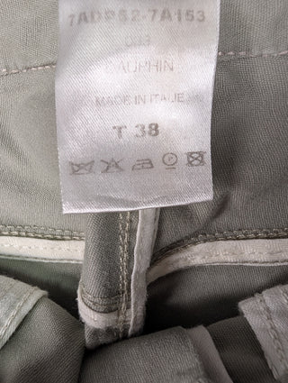 Washed Green Jeans With Stitching Details And Logo Button