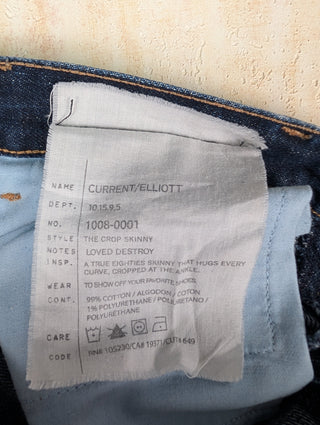Blue Cropped Ripped Skinny Jeans