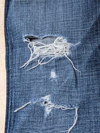 Blue Cropped Ripped Skinny Jeans