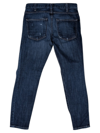 Blue Cropped Ripped Skinny Jeans