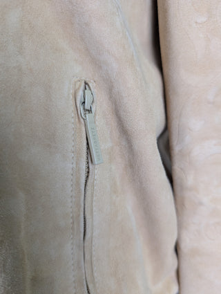 Cropped Beige Jacket With Pattern On Left Arm