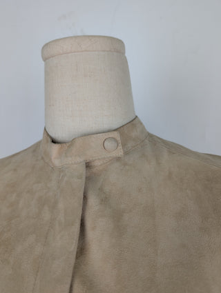 Cropped Beige Jacket With Pattern On Left Arm