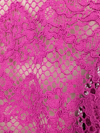 Purple Net Jacket With Floral Patterns And 2 Front Pockets