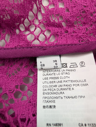 Purple Net Jacket With Floral Patterns And 2 Front Pockets