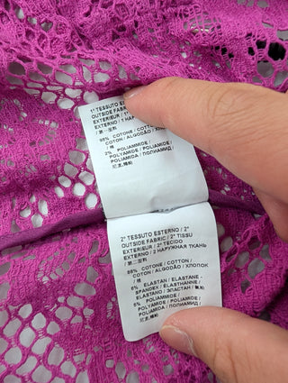 Purple Net Jacket With Floral Patterns And 2 Front Pockets