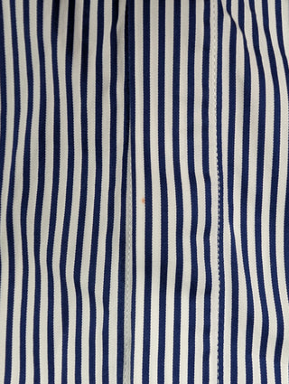 White And Blue Striped Cropped Shirt With Floral Pattern Net Shoulders