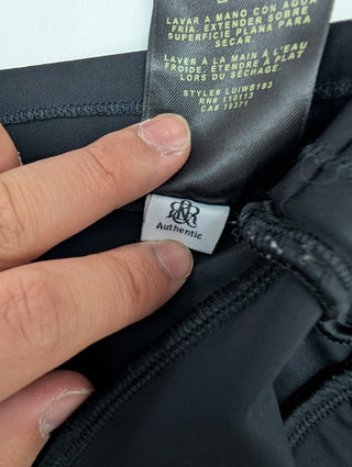 Black Leggings With Metal Badge And Black Lace/Braiding