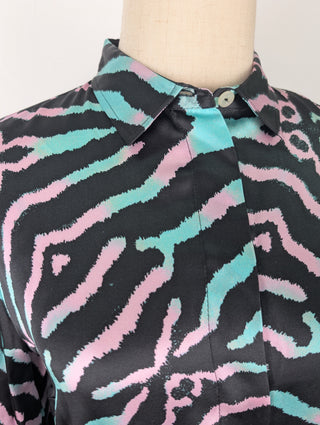 Black And Mint Color Overall Printed Shirt