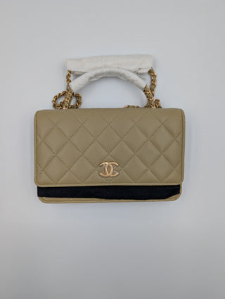 Green Chanel Logo Top Handle Wallet On Chain