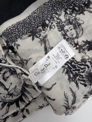 Black And White Toile De Jouy Cashmere Scarf