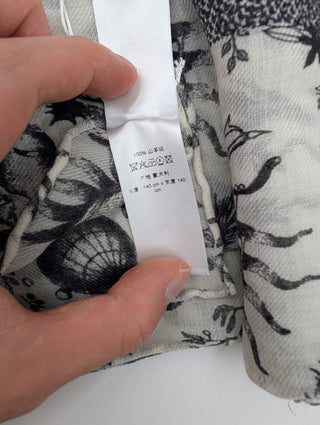 Black And White Toile De Jouy Cashmere Scarf
