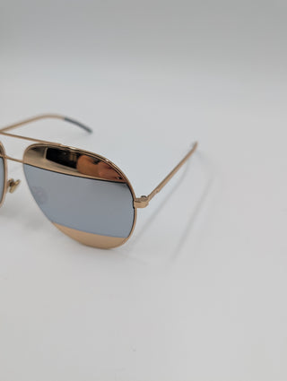 Split Aviator With Gold-Tone Metal Frame And Mirrored Accent