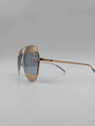Split Aviator With Gold-Tone Metal Frame And Mirrored Accent