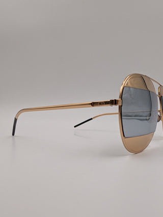 Split Aviator With Gold-Tone Metal Frame And Mirrored Accent