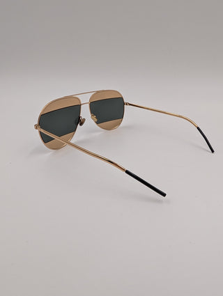 Split Aviator With Gold-Tone Metal Frame And Mirrored Accent