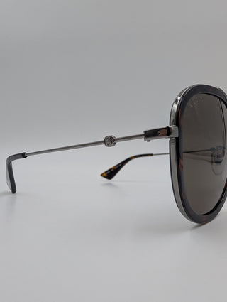 Aviator Sunglasses With Silver Tone Hardware And Dark Grey Lenses