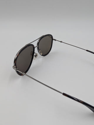 Aviator Sunglasses With Silver Tone Hardware And Dark Grey Lenses