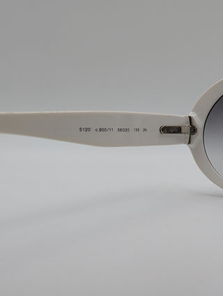 Black Round Sunglasses With Quilted "Matelasse" On The Side Arms And Inner White Contrast