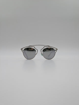 Silver "DiorSoReal" Sunglasses With Mirrored Lens