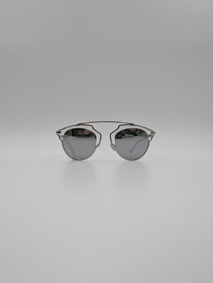 Silver "DiorSoReal" Sunglasses With Mirrored Lens
