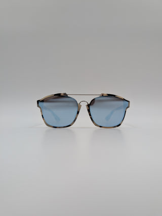 Dior Abstract Sunglasses Featuring Havana Tortoise Acetate Frame And Mirrored Lenses
