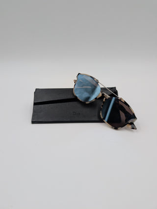 Dior Abstract Sunglasses Featuring Havana Tortoise Acetate Frame And Mirrored Lenses