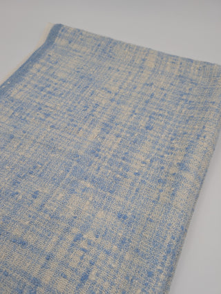 Light Blue And Beige Cashmere Woven Scarf With Embroidered Cc Logo