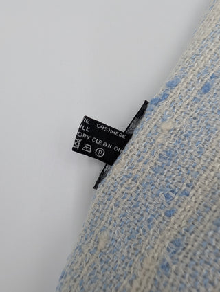 Light Blue And Beige Cashmere Woven Scarf With Embroidered Cc Logo
