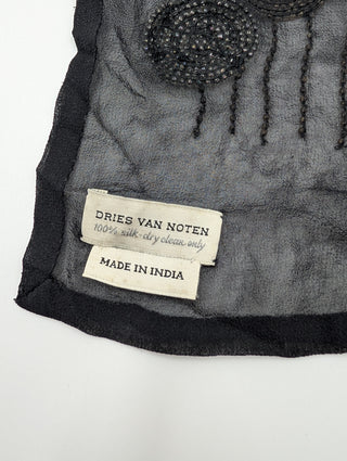 Black Silk Stole With Overall Beaded Embroidery