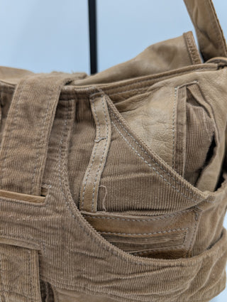 Brown Corduroy Matrix Satchel