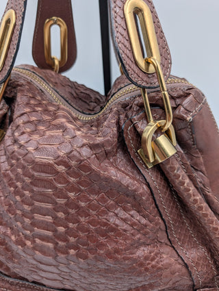 Dark Brown Paraty Python Bag