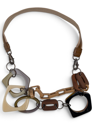 Mixed Material Geometric Statement Necklace