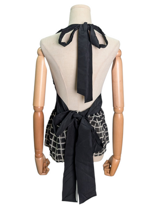 Black Sequined Low V-Neck Silk Top