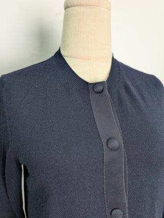 Navy Virgin Wool Snap Up Cardigan