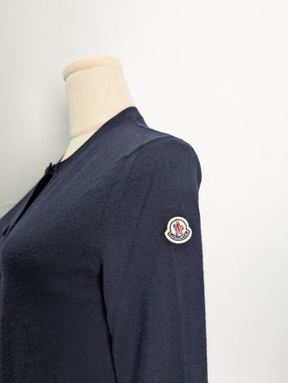 Navy Virgin Wool Snap Up Cardigan