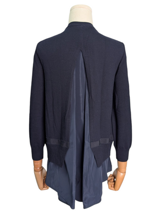Navy Virgin Wool Snap Up Cardigan